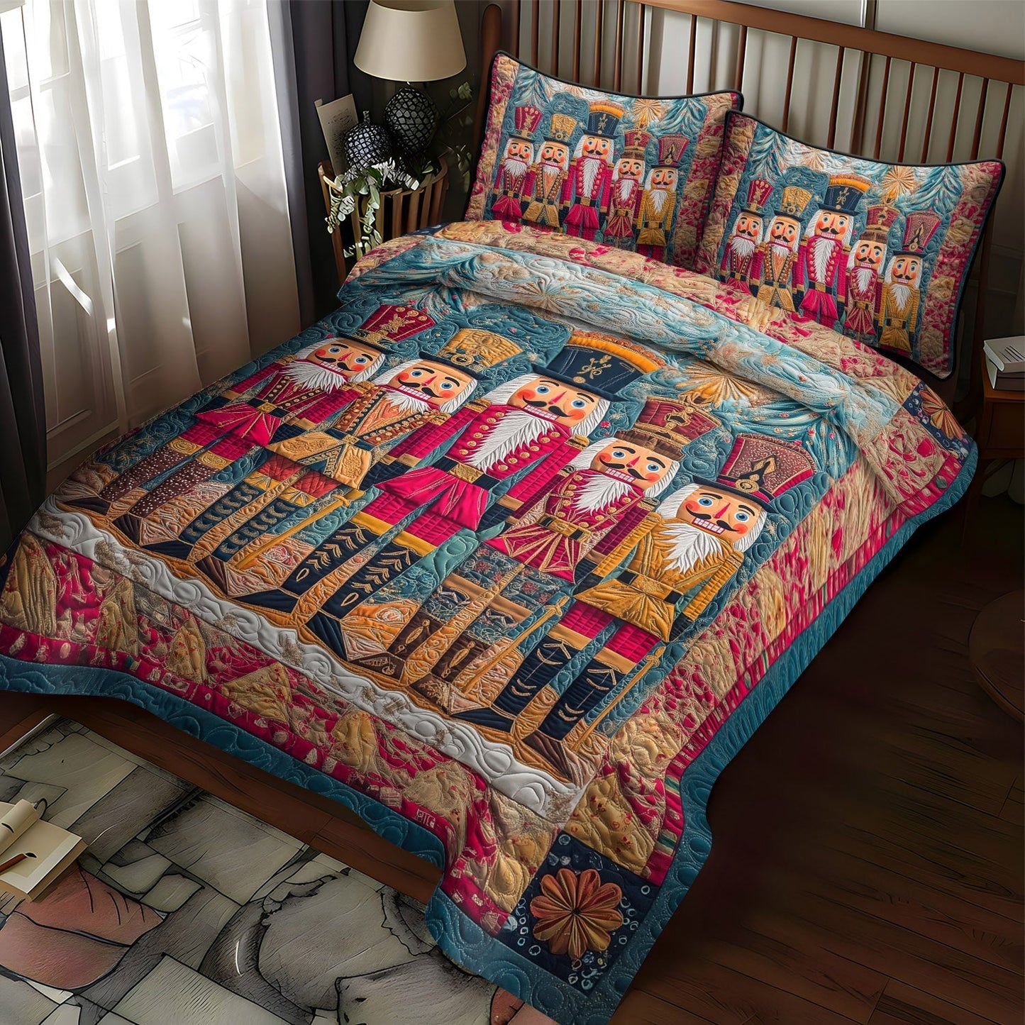 Nostalgic Nutcracker 3-Piece Quilted Bedding Set NCU0TL1594