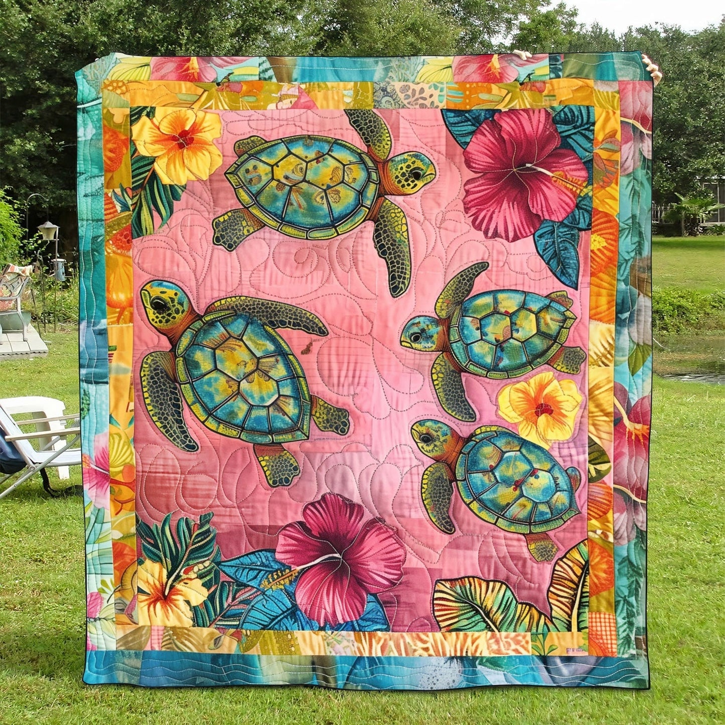 Ocean Blue Bliss Quilted Blanket NCU0TL687