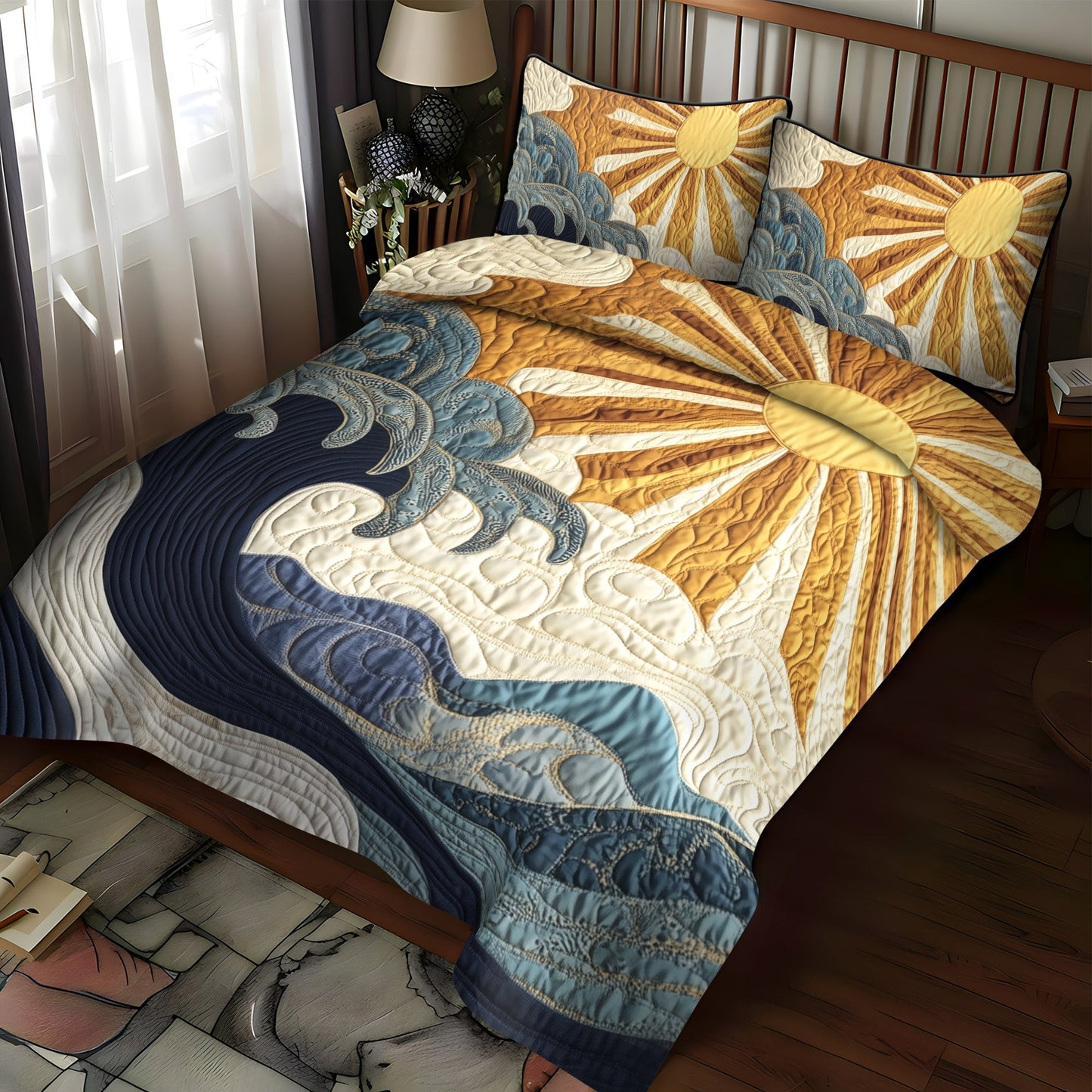 Ocean Sunrise 3-Piece Quilted Bedding Set NCU0VL775