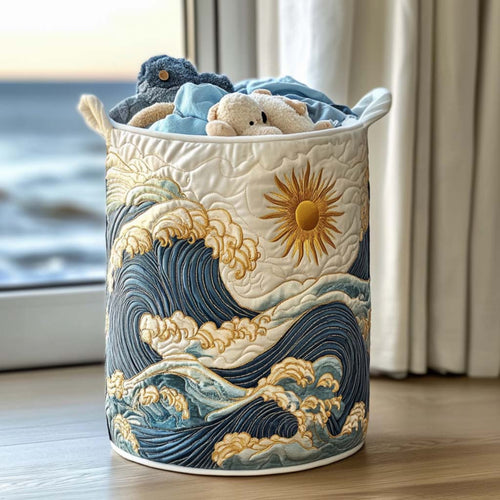 Peaceful Coastal Air Quilted Laundry Basket NCU0NNT1274