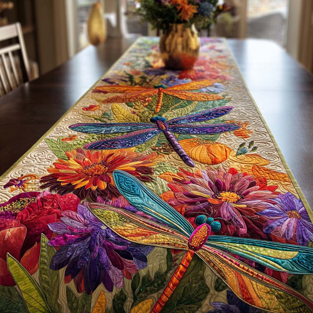 Petal Dragonfly Quilted Table Runner NCU0NNT2570 – Quiltnest