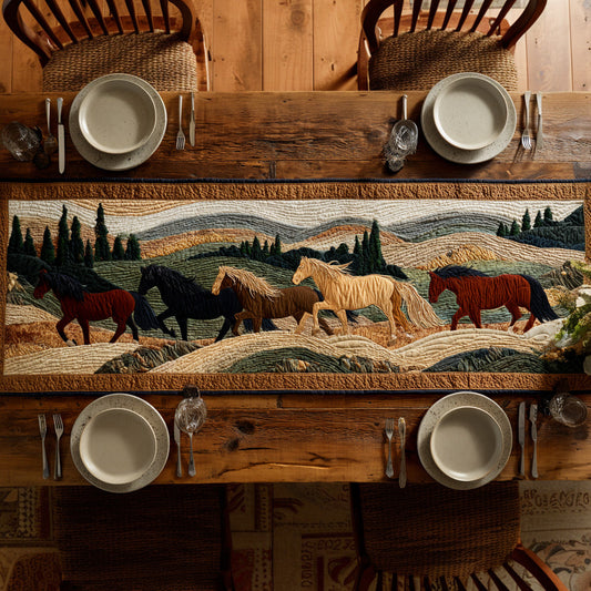 Prairie Horse Dash Quilted Table Runner NCU0HNH470
