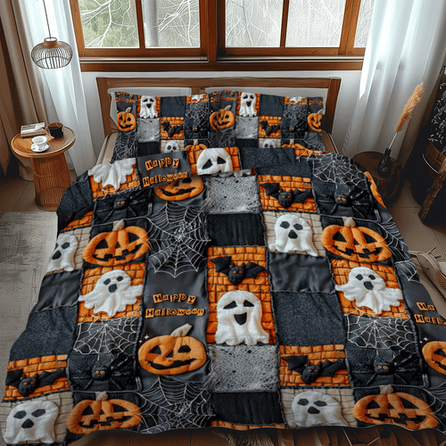 Pumpkin Patch Halloween 3-Piece Quilted Bedding Set NCU0PD802