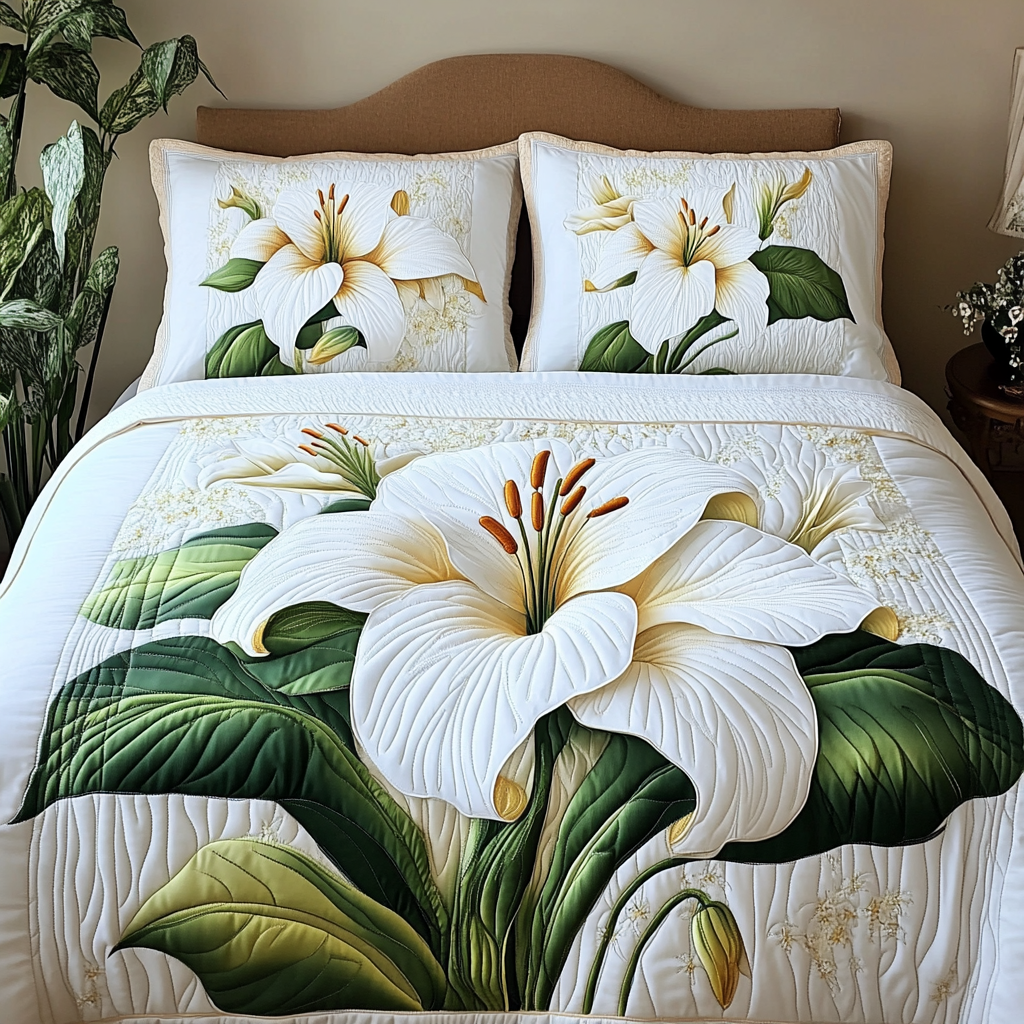 Pure Blossom 3-Piece Quilted Bedding Set NCU0NVH491 – Quiltnest