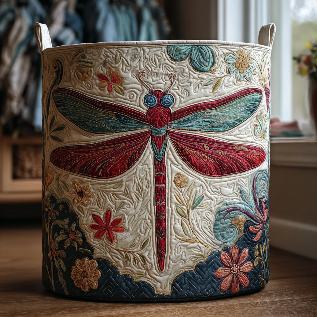 Quilted Butterfly Laundry Basket main image 1