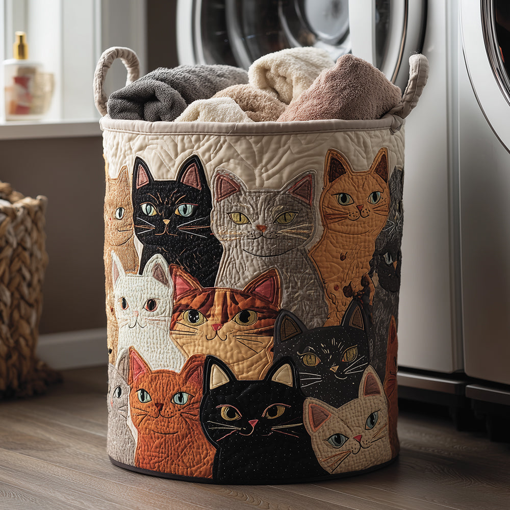 Purrfect Pages Quilted Laundry Basket main image 1
