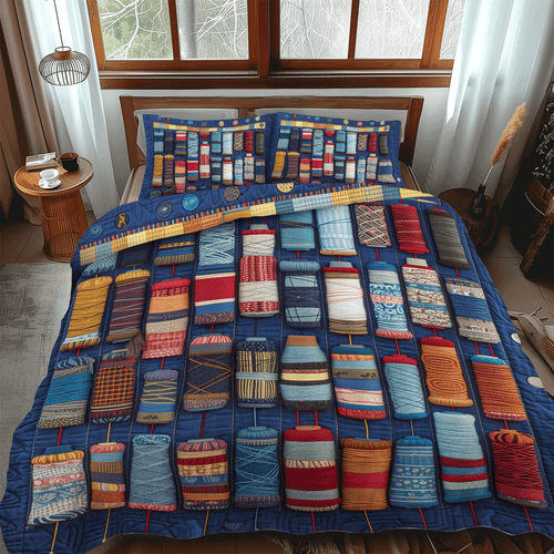 Quilter Spools 3-Piece Quilted Bedding Set NCU0TH1305