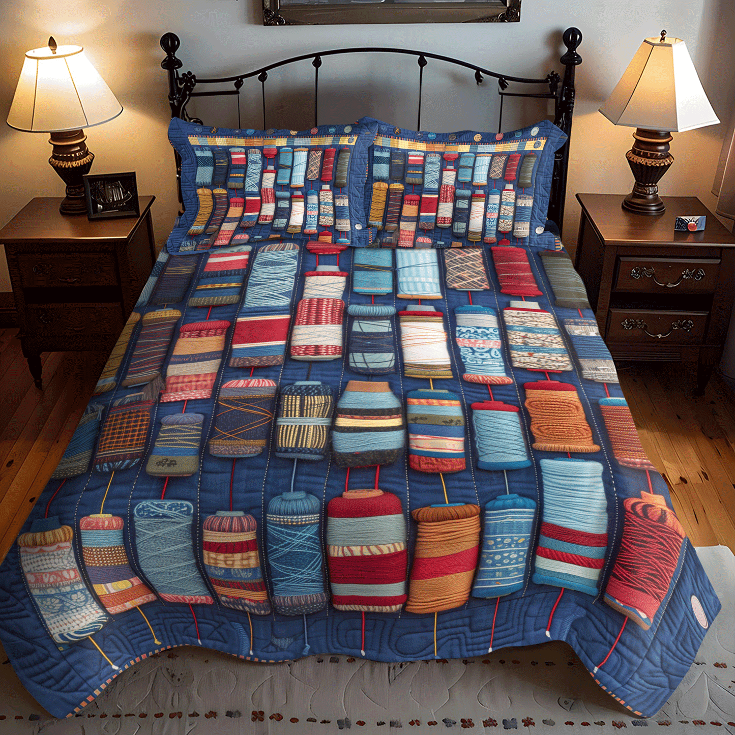Quilter Spools 3-Piece Quilted Bedding Set NCU0TH1305