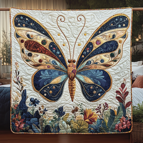 Regal Sapphire Butterfly Quilted Blanket NCU0PVL045