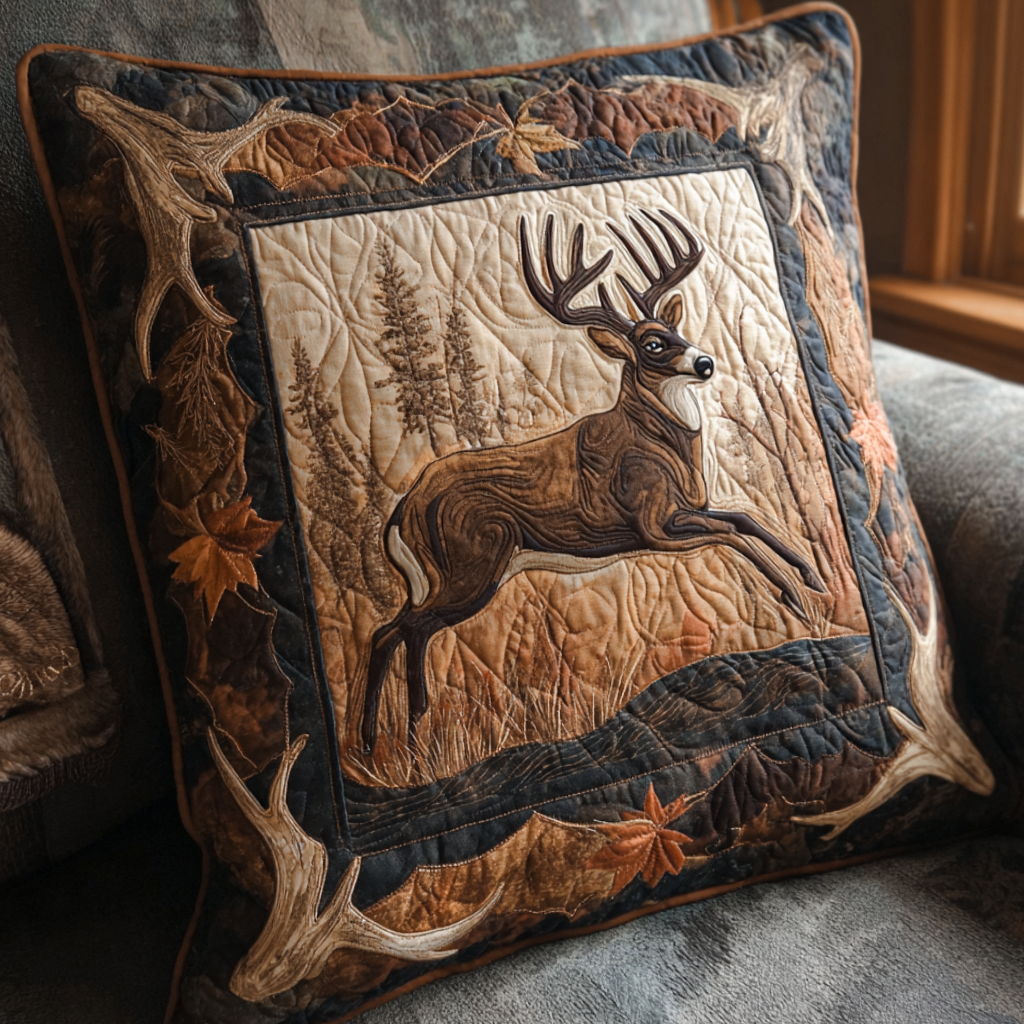 Running Deer Quilted Pillow Case NCU0NNT1797