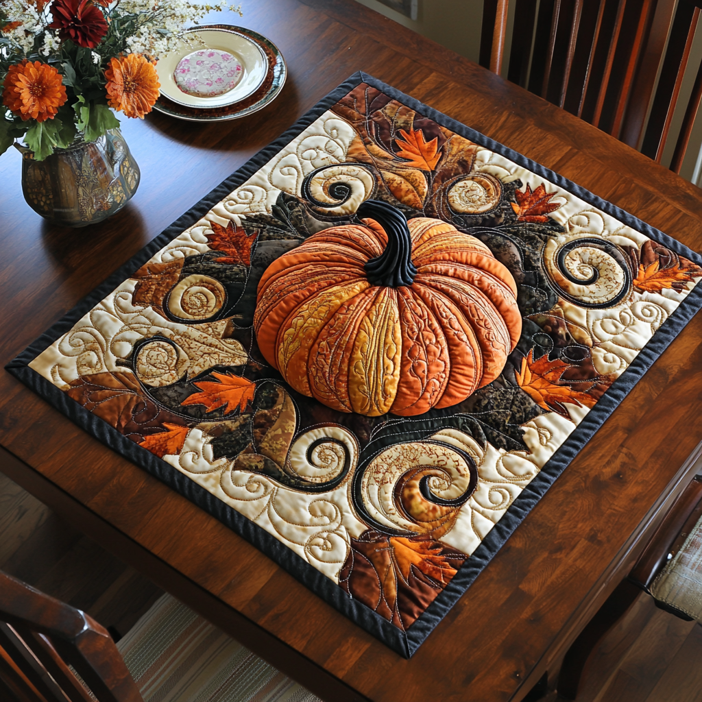 Pumpkin Charm Quilted Table Topper NCU0DDK597 main image 1