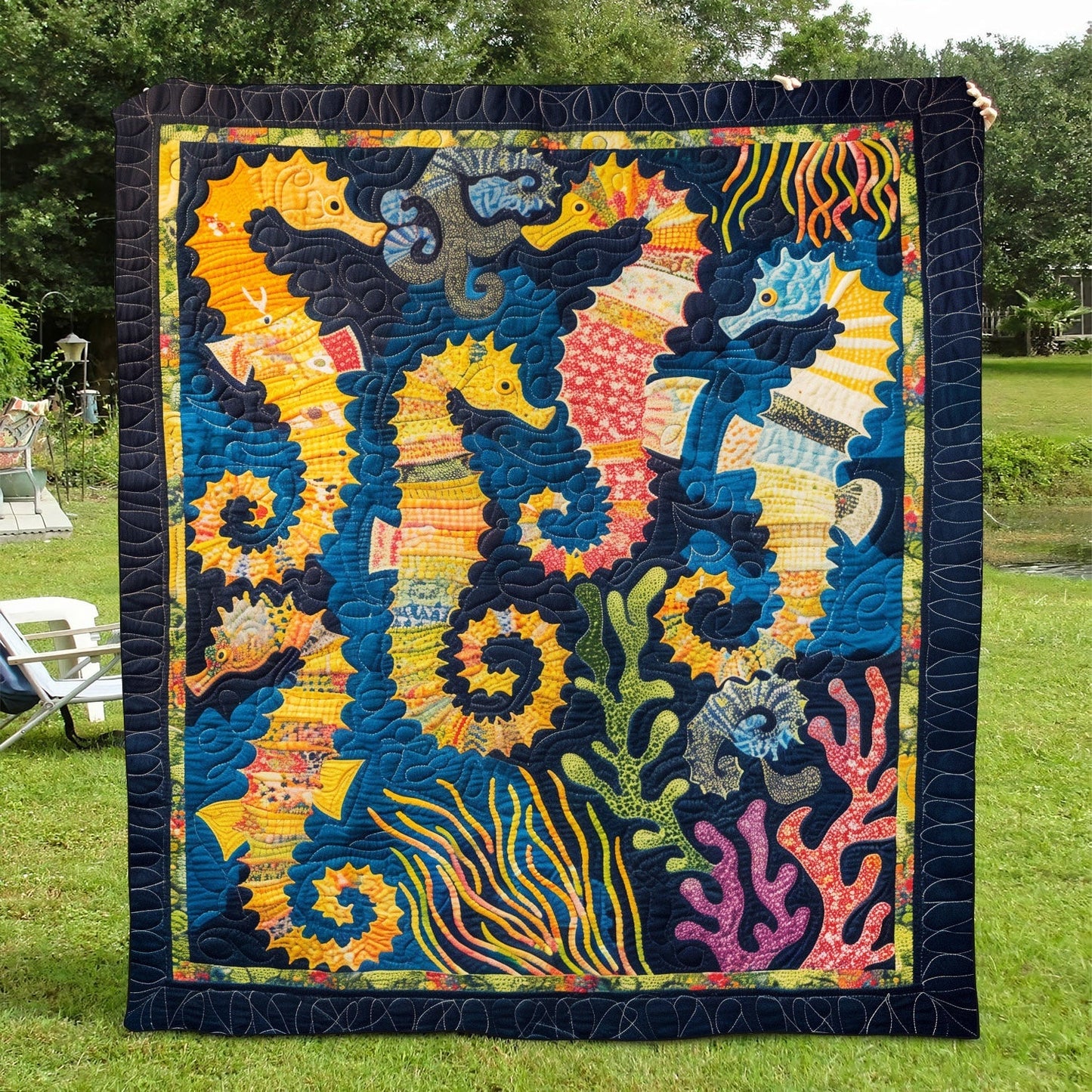 Seahorse Coral Quilted Blanket NCU0TH1247