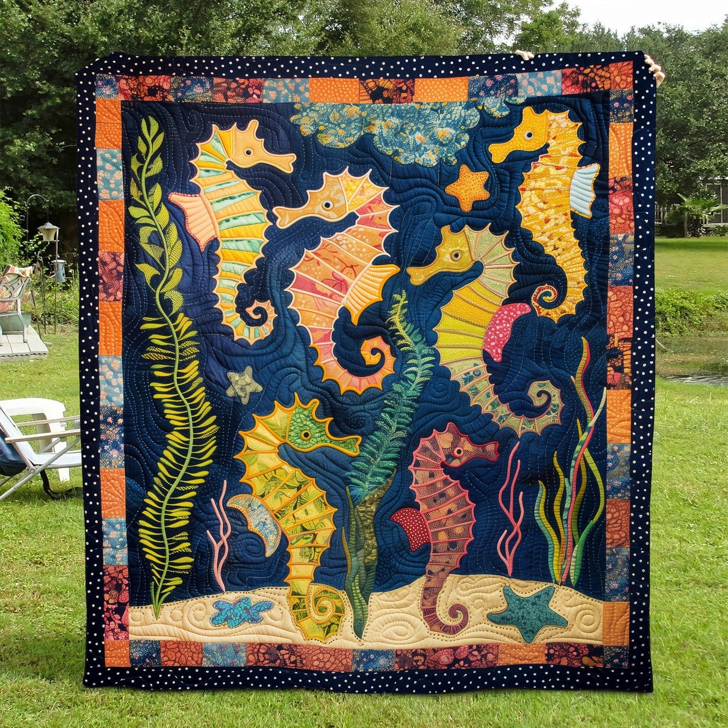 Seahorse Paradise Quilted Blanket NCU0TH1246