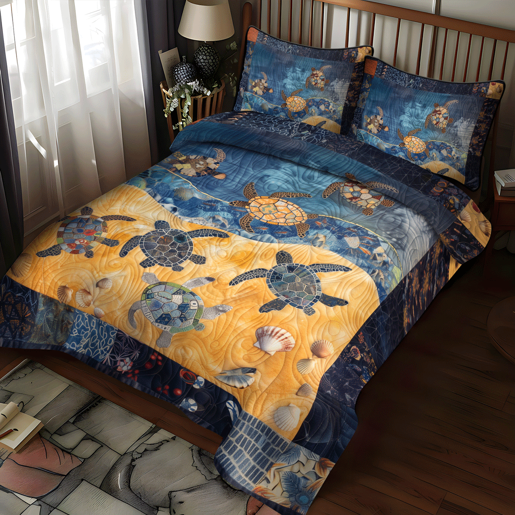 Seaside Journey 3-Piece Quilted Bedding Set NCU0TH1343