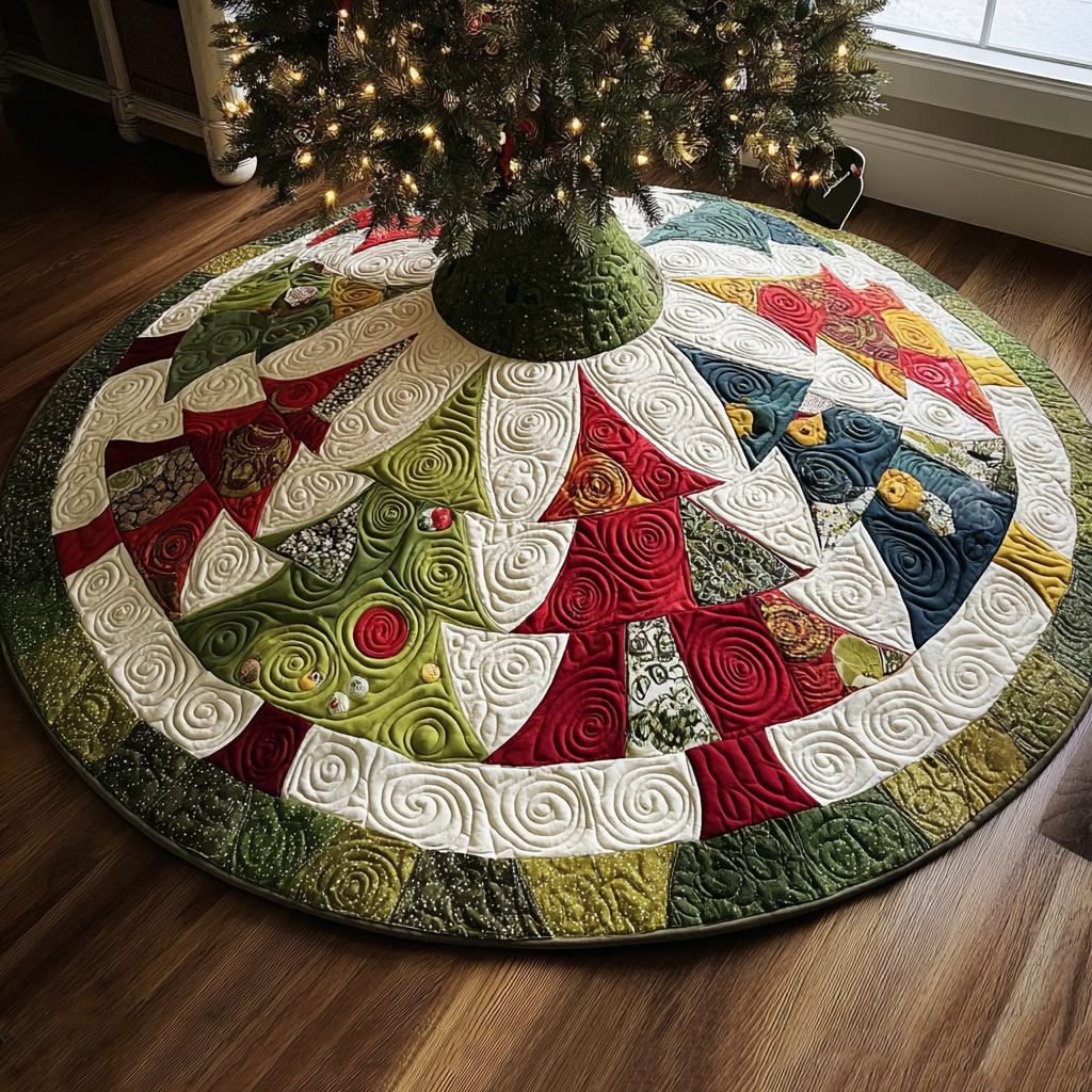 Timber Circle Christmas Quilted Tree Skirt NCU0NTV733
