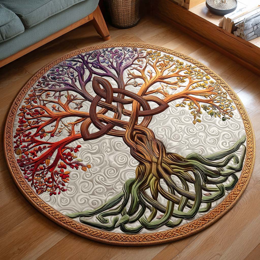 Book Chamber Tree Quilted Round Mat NCU0DV1316