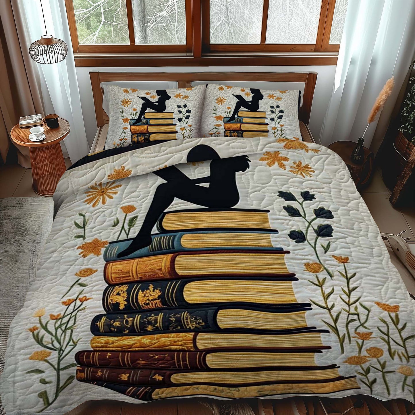 Shadow Of A Reader 3-Piece Quilted Bedding Set NCU0NT1070