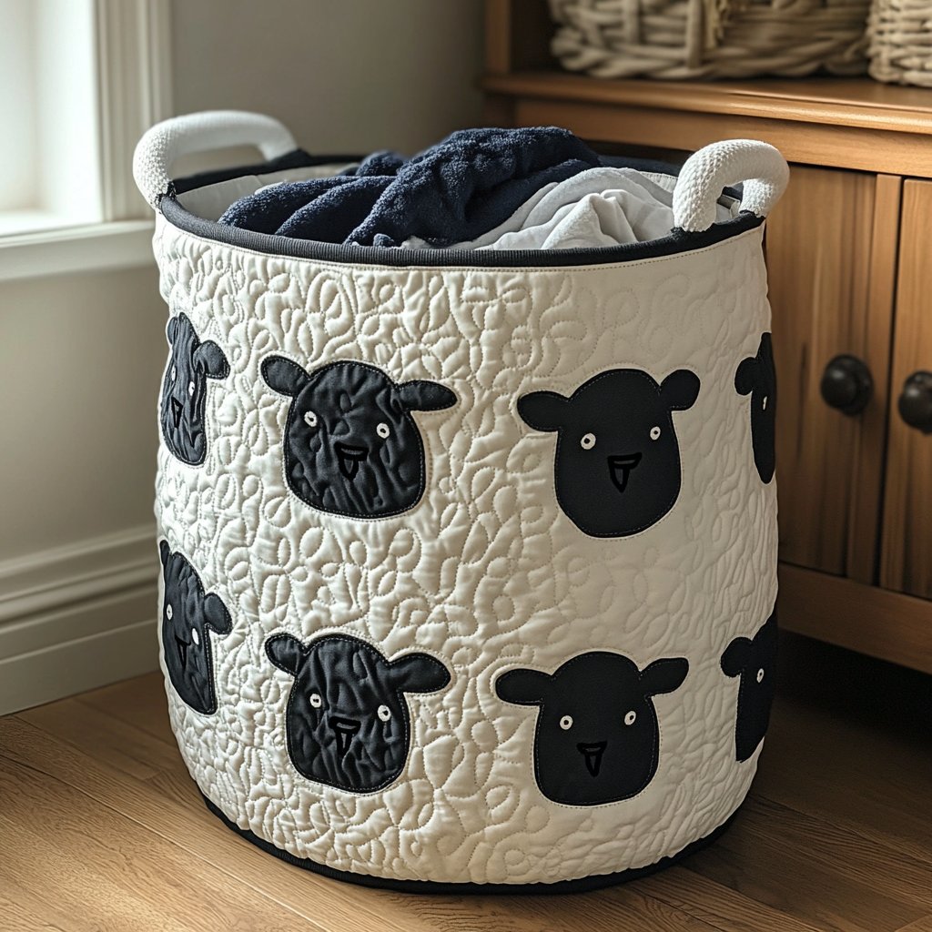 Quilted Sheep Laundry Basket main image 1