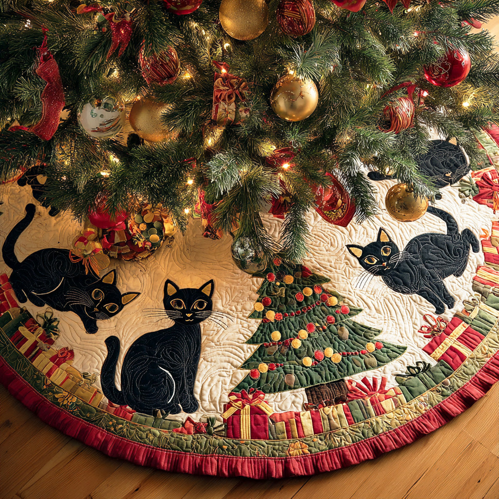 Cat Charm Christmas Quilted Tree Skirt NCU0DDK1438