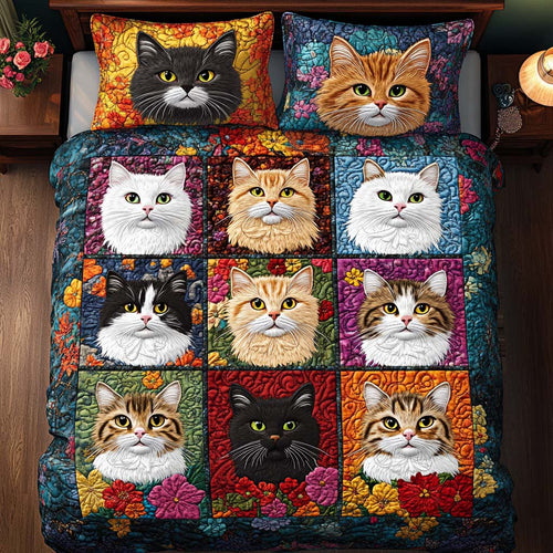 Soft Cat Moments 3-Piece Quilted Bedding Set NCU0NNT923