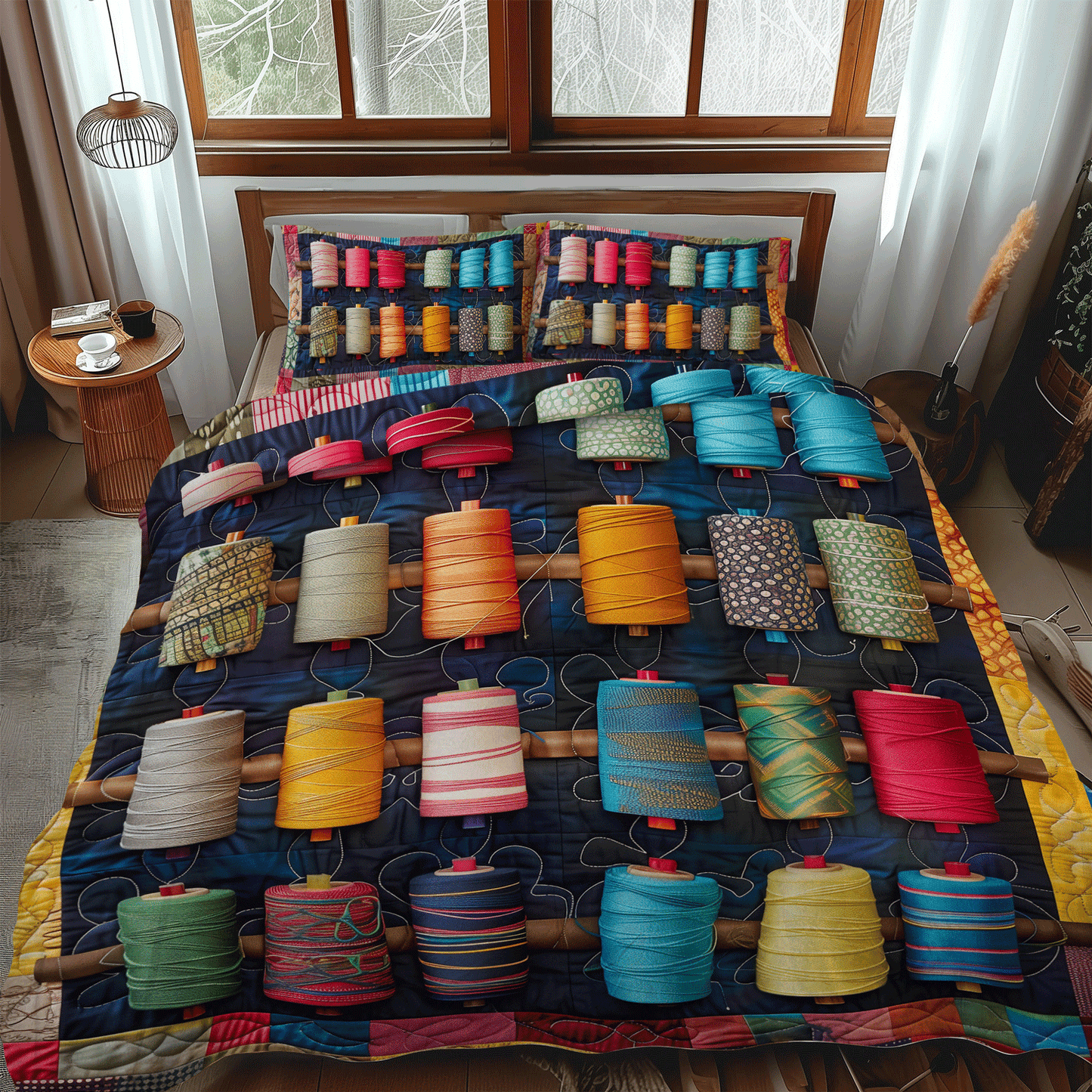Spools of Color 3-Piece Quilted Bedding Set NCU0TH1303