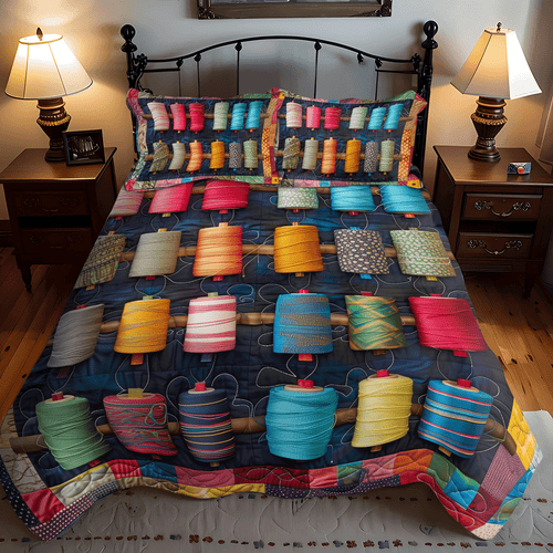 Spools of Color 3-Piece Quilted Bedding Set NCU0TH1303