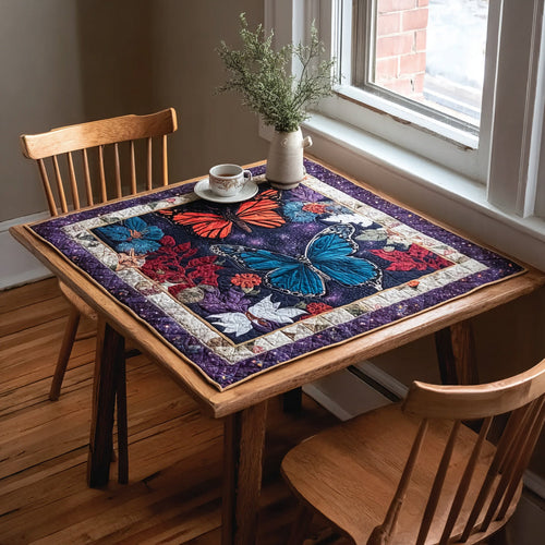 Stained Glass Butterfly Quilted Table Topper NCU0HNH048