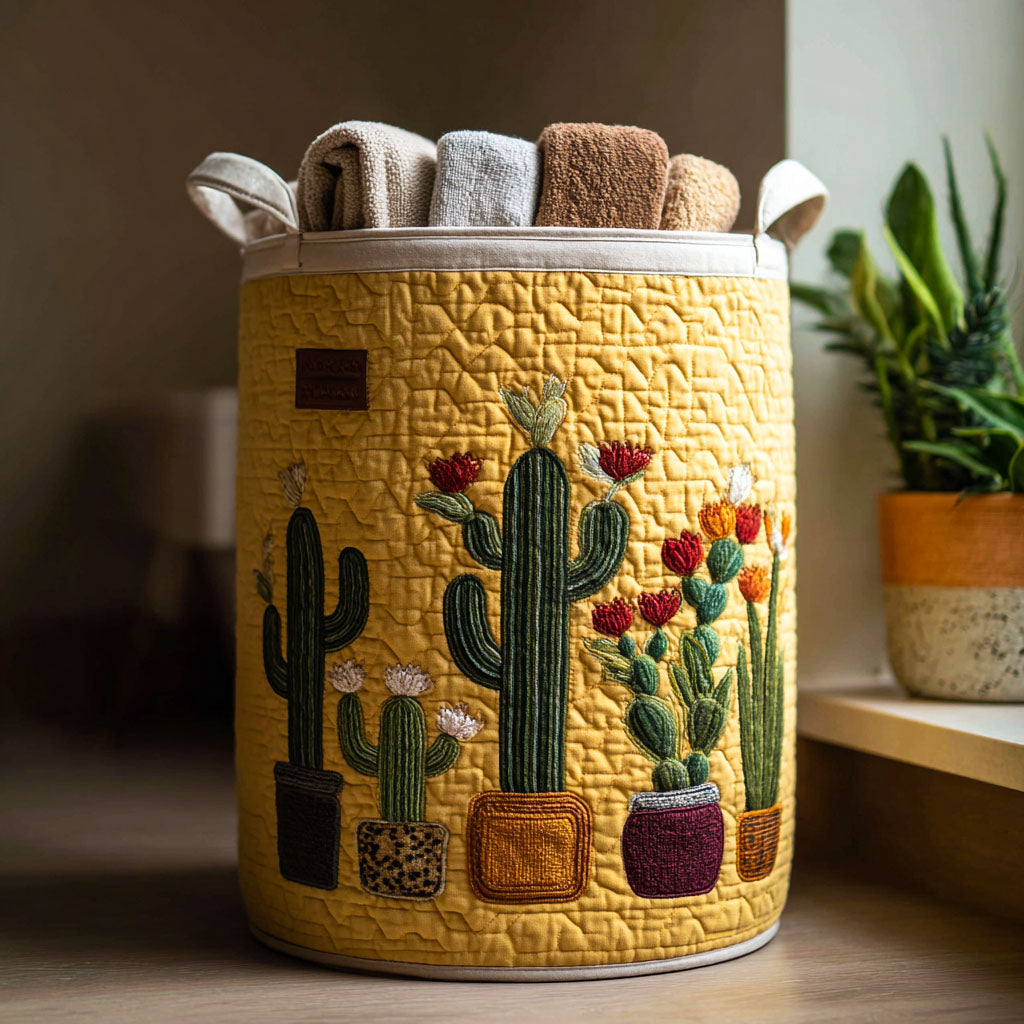 Quilted Laundry Basket Cactus Sunset