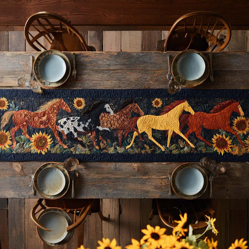 Sunflower Horse Journey Quilted Table Runner NCU0HNH473