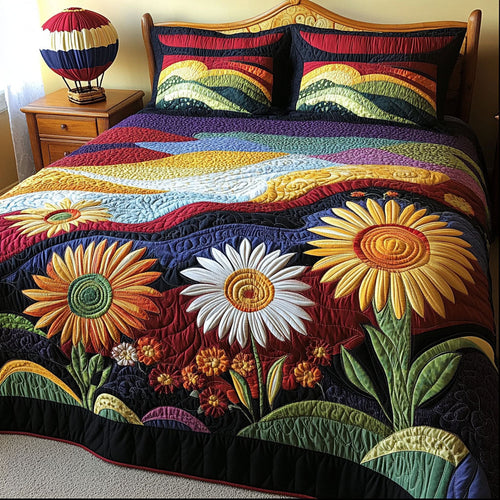 Sunflower Skyscape 3-Piece Quilted Bedding Set NCU0PTT252