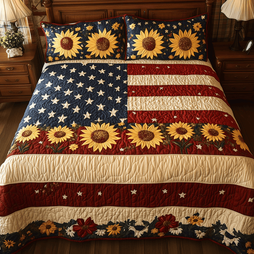 Sunflower Spirit 3-Piece Quilted Bedding Set NCU0TH2092