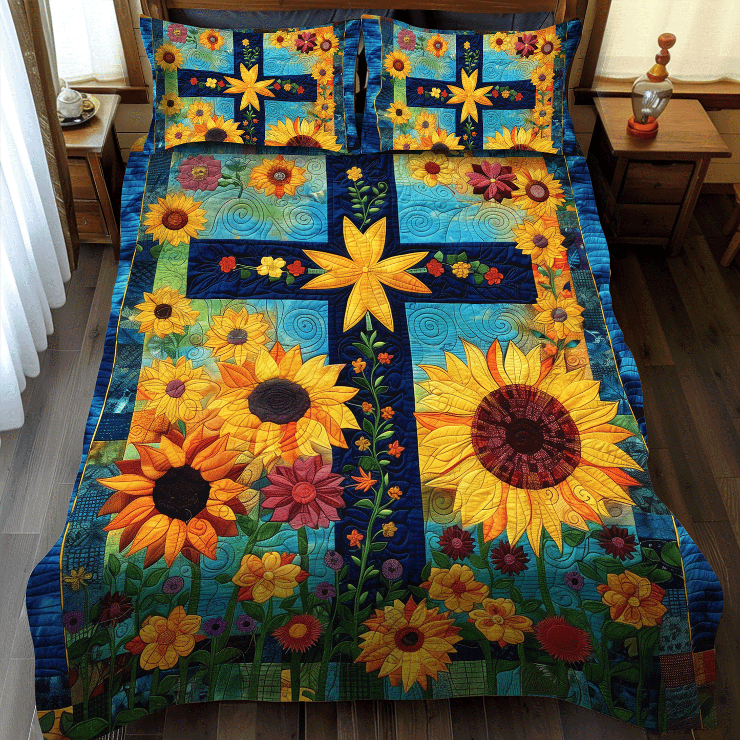 Sunlit Cross 3-Piece Quilted Bedding Set NCU0TH986