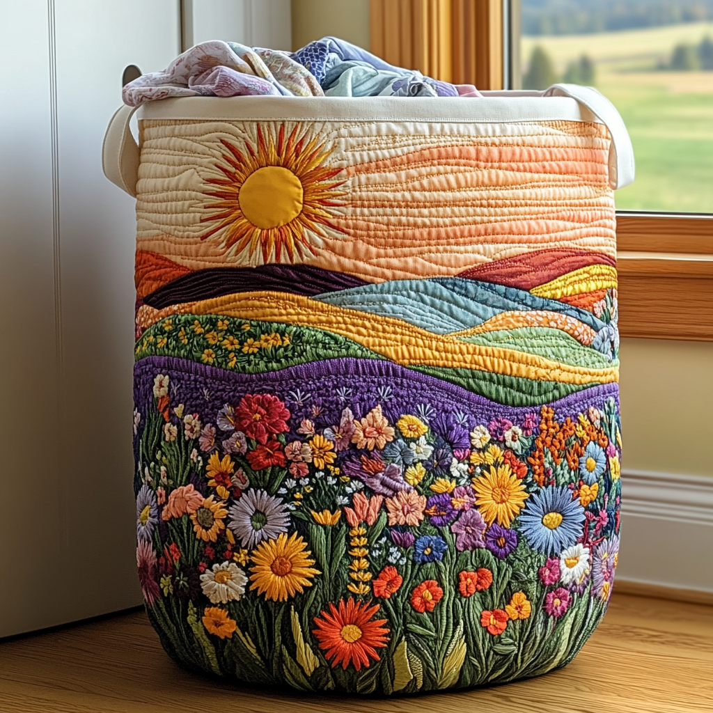 Serenity Bloom Quilted Laundry Basket NCU0PTT936