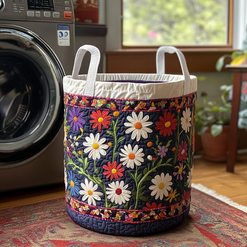 Coral Turtle Bloom Quilted Laundry Basket NCU0HNH222