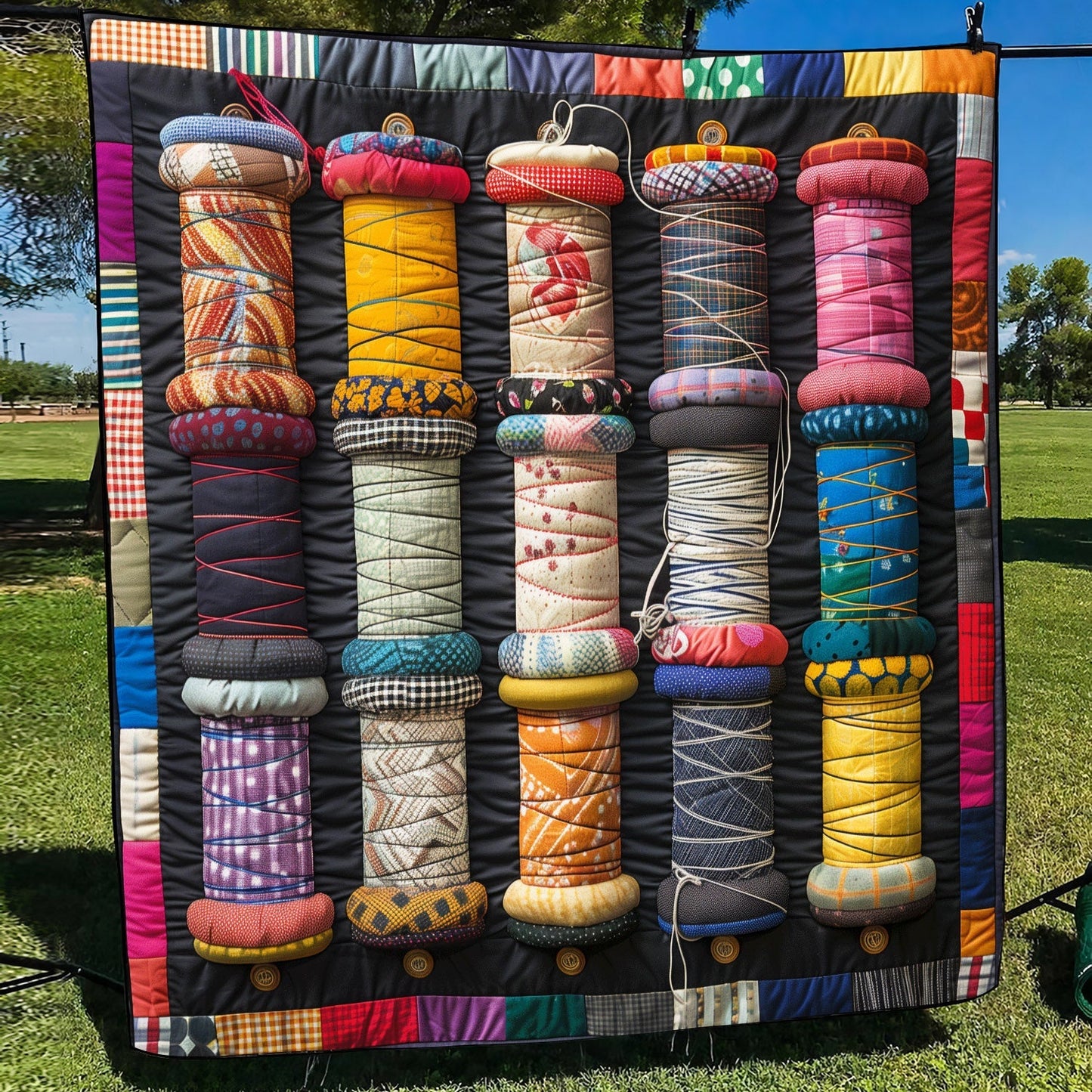 Thread Spool Symphony Quilted Blanket NCU0TH1280