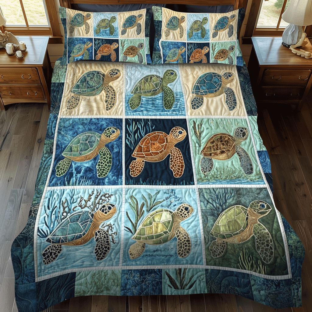 Tidal Tranquility 3-Piece Quilted Bedding Set NCU0TL1486