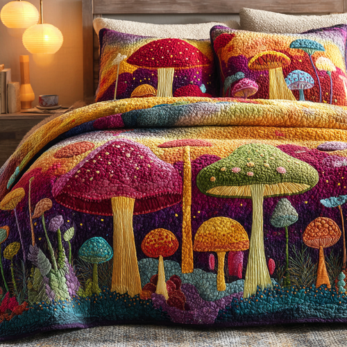 Toadstool Trails 3-Piece Quilted Bedding Set NCU0NVH926