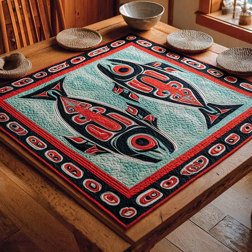 Tribal Salmon Spirit Quilted Table Topper NCU0NXD109