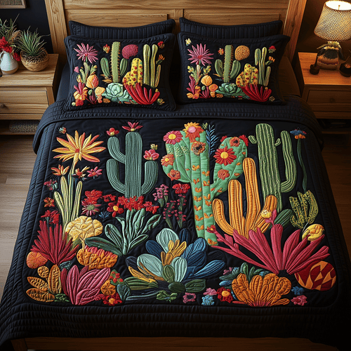 Tropical Cactus 3-Piece Quilted Bedding Set NCU0TH2074