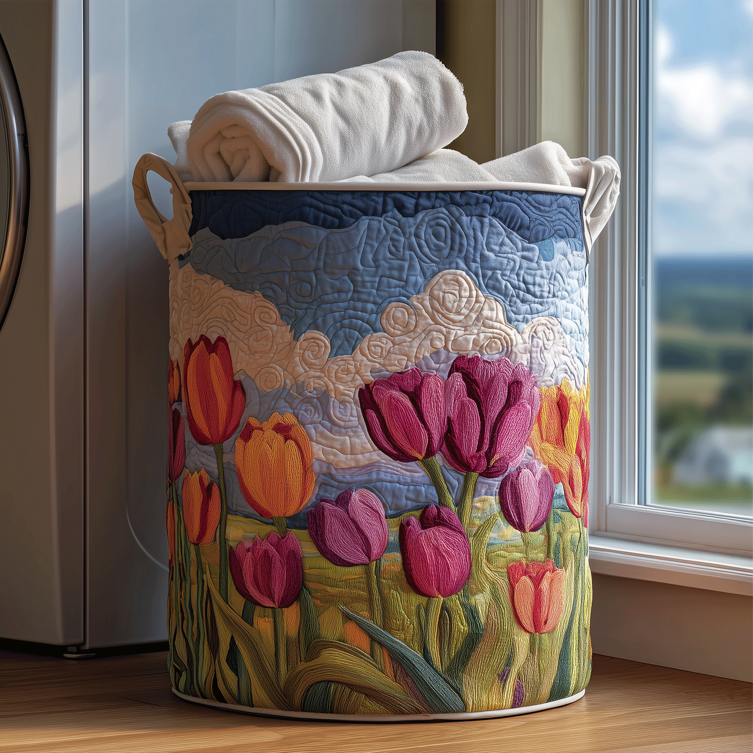 Starry Christmas Dreamscape Quilted Laundry Basket NCU0NTD1113