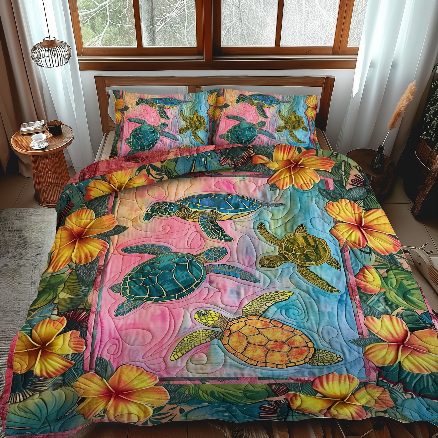 Turtle Reef Relaxation 3-Piece Quilted Bedding Set NCU0TL475