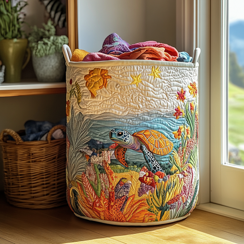 Turtle Path Quilted Laundry Basket NCU0DDK853