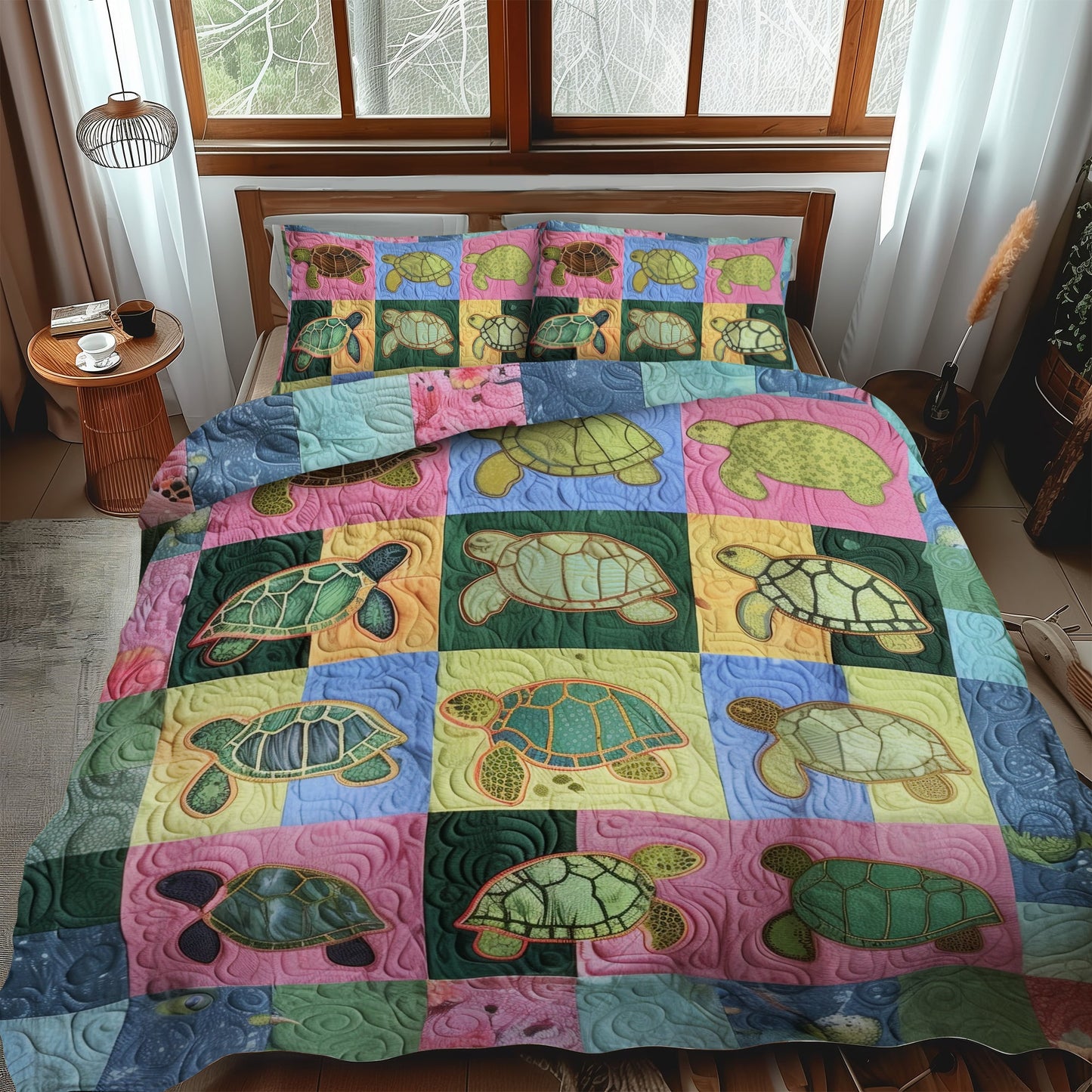 Turtle Waves 3-Piece Quilted Bedding Set NCU0TL484