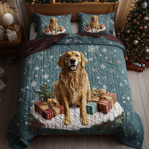 Twinkle Tail Golden 3-Piece Quilted Bedding Set NCU0PTT1460