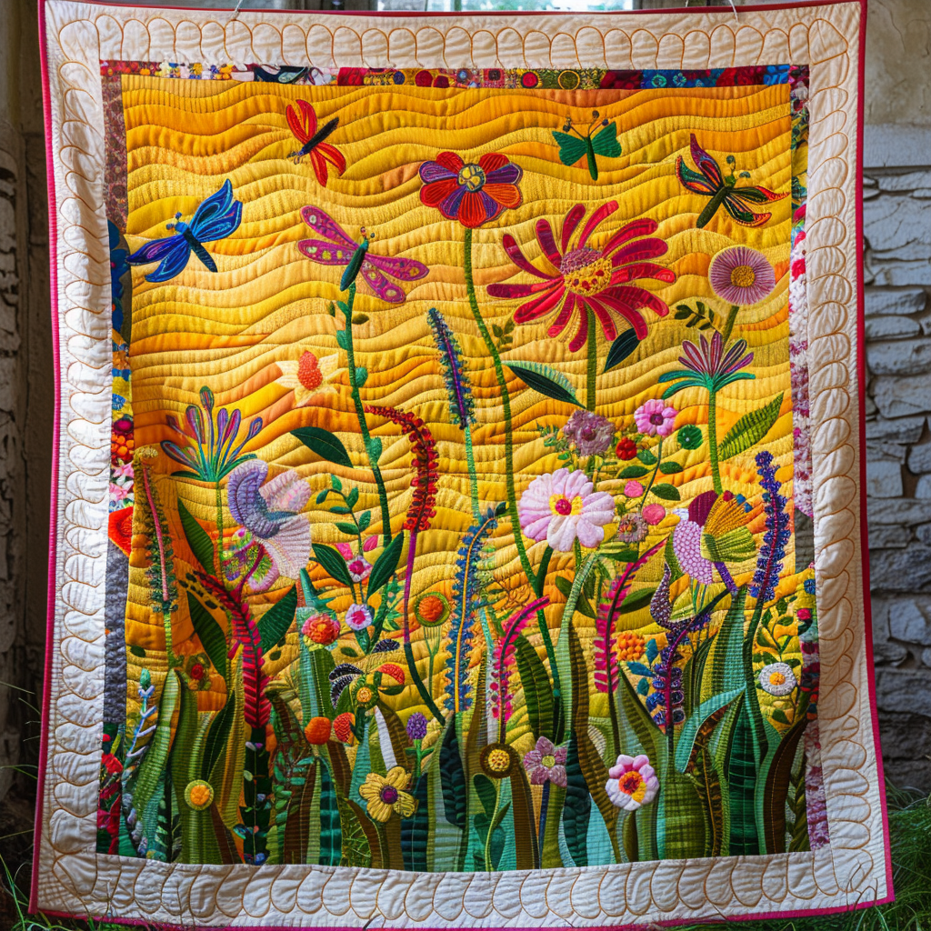 Whimsical Gossamer Wing Dragonfly Quilted Blanket NCU0PD376