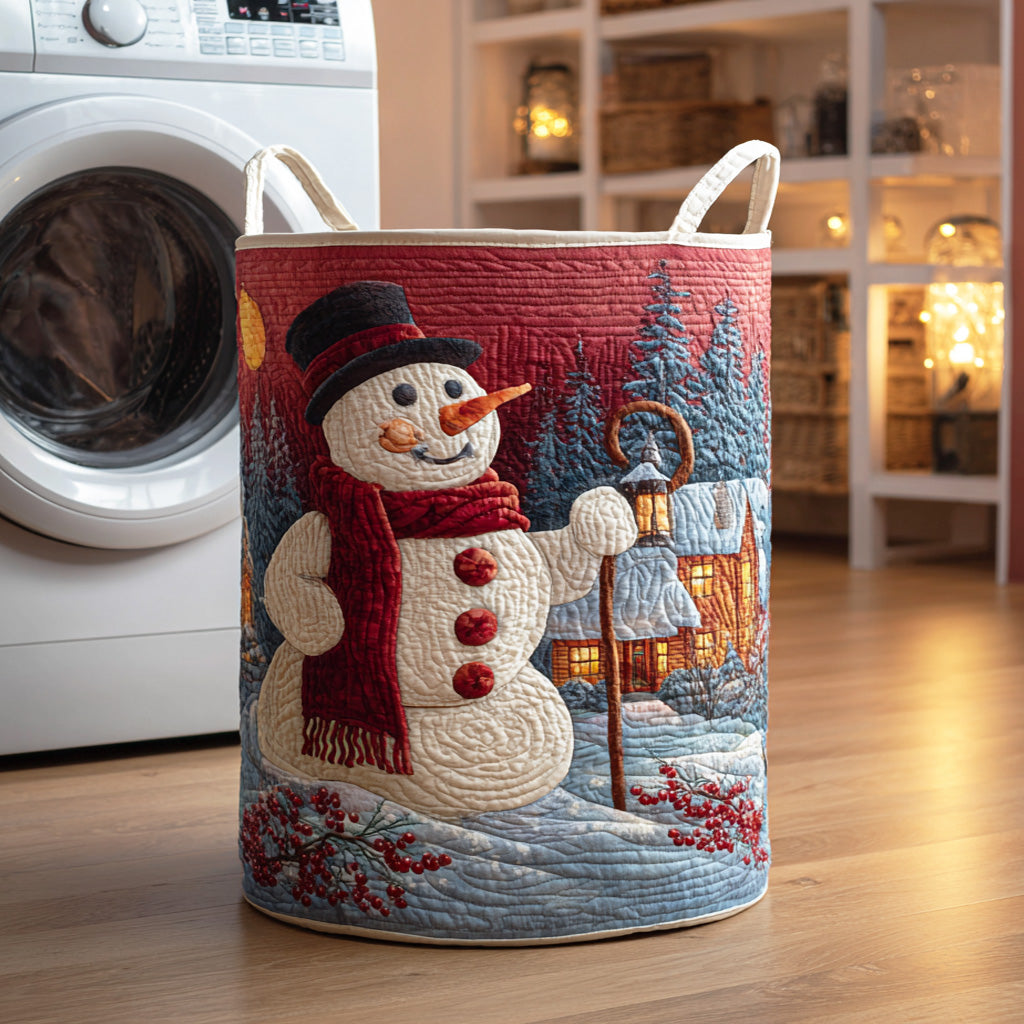 Cozy Snowman Quilted Laundry Basket NCU0HNH654