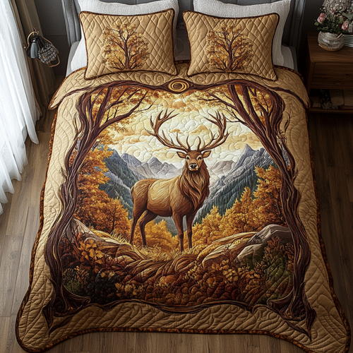 Woodland Majesty 3-Piece Quilted Bedding Set NCU0NVH027