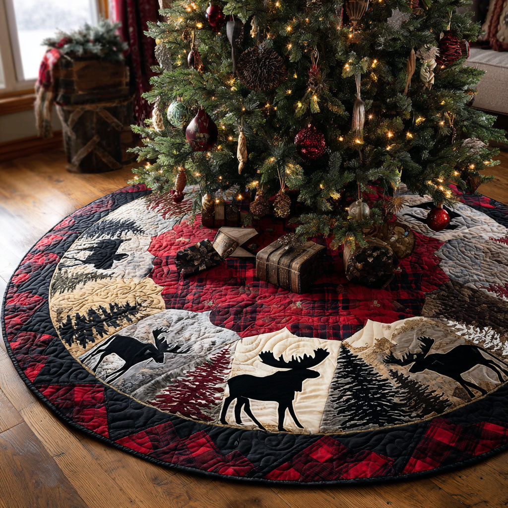 Woodland Serenity Christmas Quilted Tree Skirt NCU0PTT1876