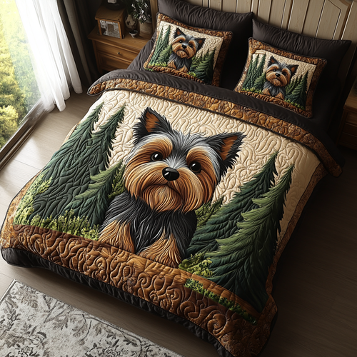 Yorkie Love 3-Piece Quilted Bedding Set NCU0DV430