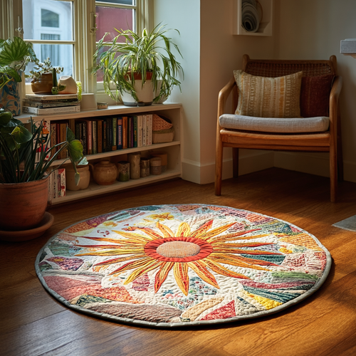 Meadow Sunburst Quilted Round Mat NCU0PVL366